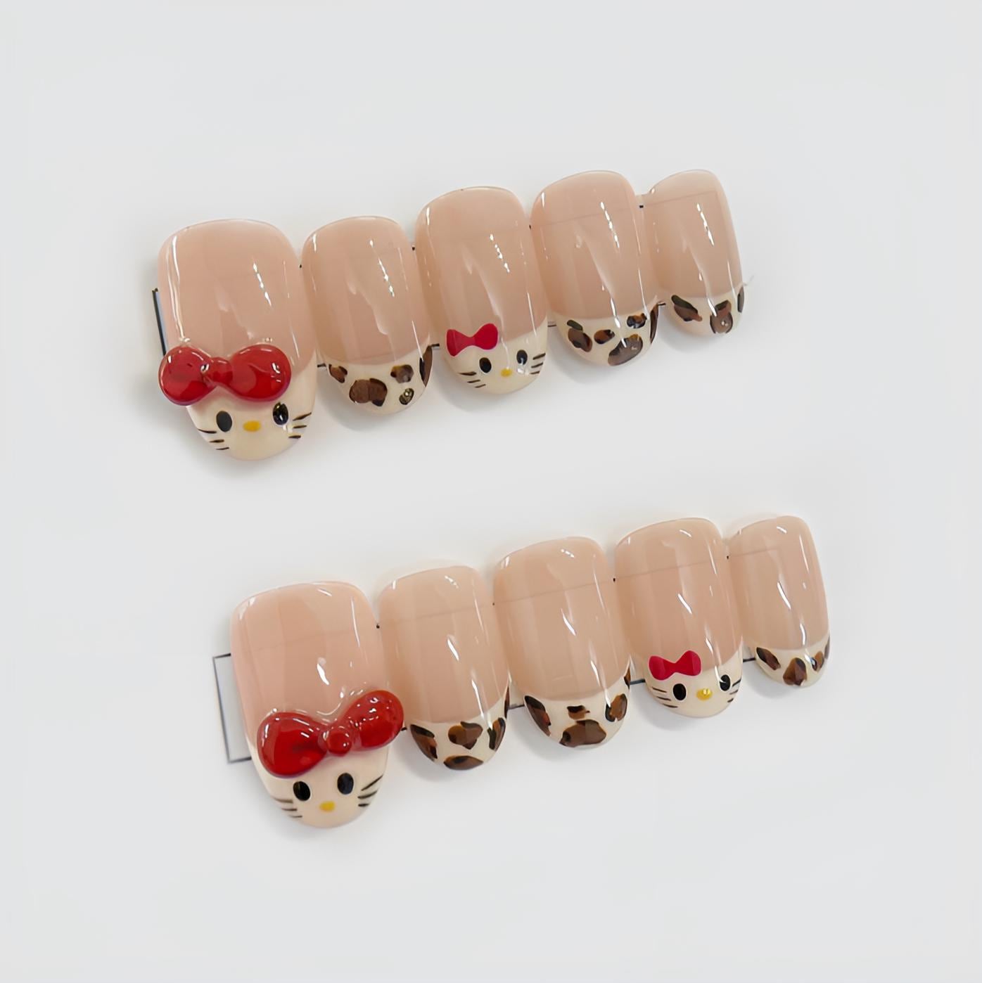 Hello Kitty Press On Nails Cute Cartoon Almond Shape | Kawaii Hello Kitty Press Ons Almond Shape Cute Style
