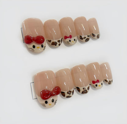 Hello Kitty Press On Nails Cute Cartoon Almond Shape | Kawaii Hello Kitty Press Ons Almond Shape Cute Style