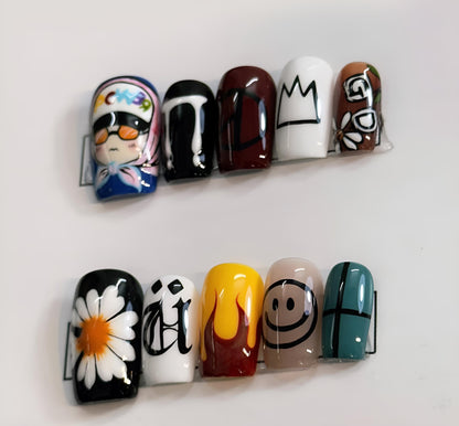 G-Dragon Press on nails cute design | Summer press on nails | Almond  Bow Press Ons Elegant Gdragon Cute Design