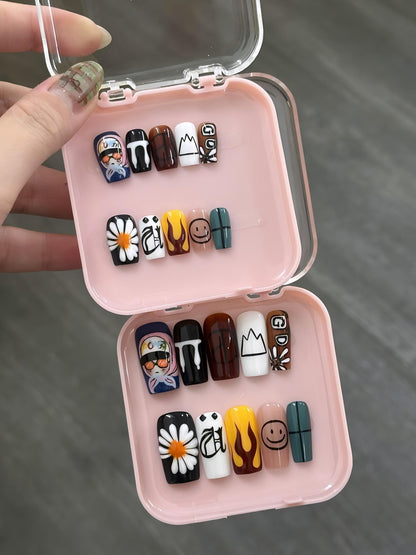 G-Dragon Press on nails cute design | Summer press on nails | Almond  Bow Press Ons Elegant Gdragon Cute Design