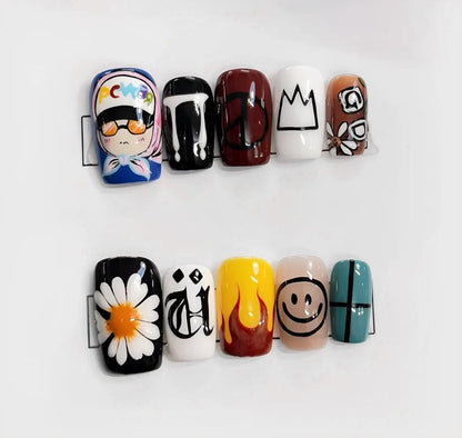 G-Dragon Press on nails cute design | Summer press on nails | Almond  Bow Press Ons Elegant Gdragon Cute Design