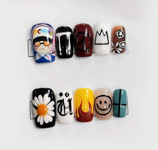 G-Dragon Press on nails cute design | Summer press on nails | Almond  Bow Press Ons Elegant Gdragon Cute Design